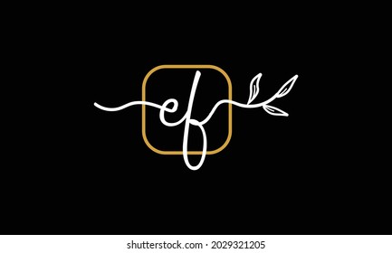 Initial letters EF and FE handwriting floral boho botanical monogram logo vector icon minimalist design symbol