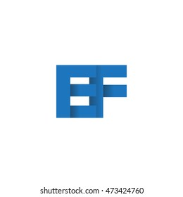 Initial letters EF overlapping fold logo blue
