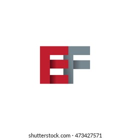 Initial letters EF overlapping fold logo red gray