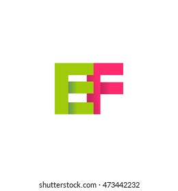 Initial letters EF overlapping fold logo green magenta