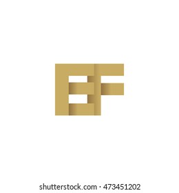 Initial letters EF overlapping fold logo brown gold