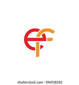 Initial letters ef, round linked chain shape lowercase logo modern design red orange