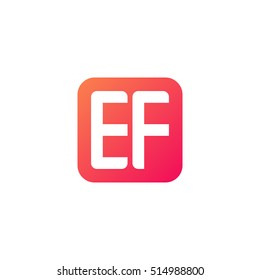 Initial letters EF rounded square shape red orange simple logo