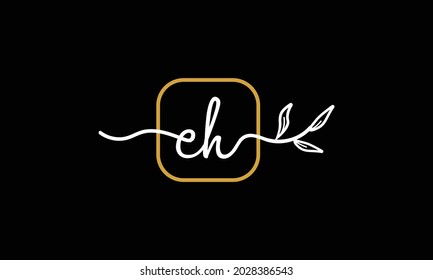 Letras iniciales EH y HE escritura a mano boho botánico logotipo vector icono de diseño minimalista símbolo de diseño