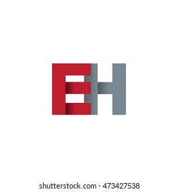 Initial letters EH overlapping fold logo red gray