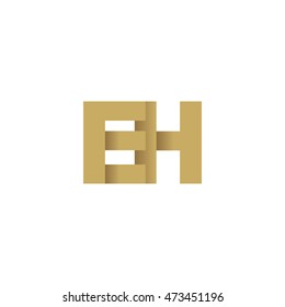 Initial letters EH overlapping fold logo brown gold