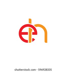 Initial letters eh, round linked chain shape lowercase logo modern design red orange