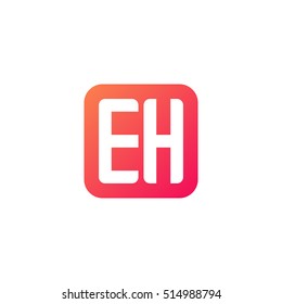 Initial letters EH rounded square shape red orange simple logo