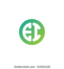 Initial letters EI circle shape green simple logo