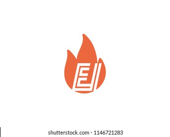 Initial letters EI in fire. Logo vector