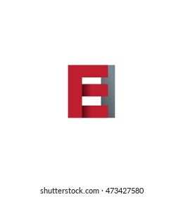 Initial letters EI overlapping fold logo red gray