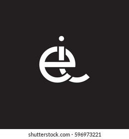 Initial letters ei, round linked chain shape lowercase logo modern design white black background