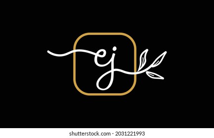 Initial letters EJ and JE handwriting floral boho botanical monogram logo vector icon minimalist design symbol