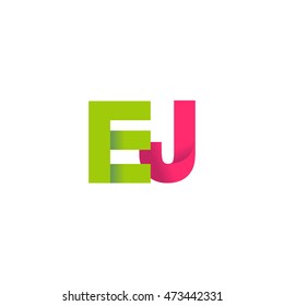 Initial letters EJ overlapping fold logo green magenta