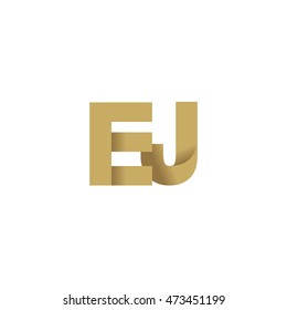 Initial letters EJ overlapping fold logo brown gold