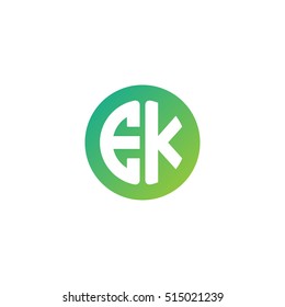 Initial letters EK circle shape green simple logo