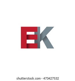 Initial letters EK overlapping fold logo red gray