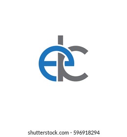 Initial letters ek, round linked chain shape lowercase logo modern design blue gray