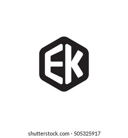 Initial letters EK rounded hexagon shape monogram black simple modern logo