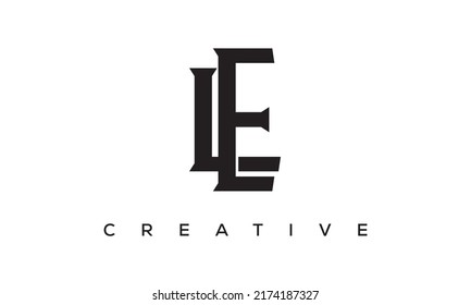 Initial letters EL, LE Monogram logo design with Creative Style alphabet symbol. EL, LE Spiral letters Universal elegant vector emblem, logotype. Graphic alphabet symbol for corporate identity