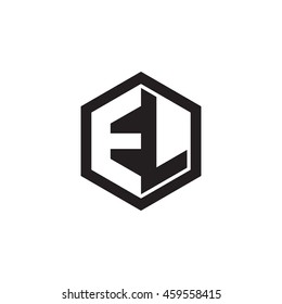 Initial letters EL negative space hexagon shape monogram logo