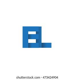 Initial letters EL overlapping fold logo blue