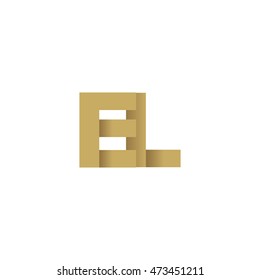 Initial letters EL overlapping fold logo brown gold