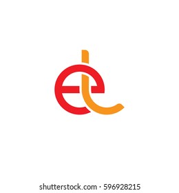 Initial letters el, round linked chain shape lowercase logo modern design red orange