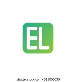 Initial letters EL rounded square shape green simple logo