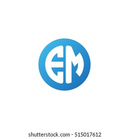 Initial letters EM circle shape blue simple logo