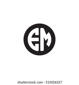 Initial letters EM circle shape monogram black simple logo