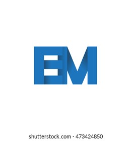 Initial letters EM overlapping fold logo blue