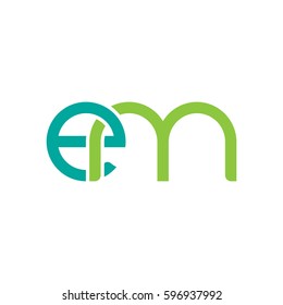 Initial letters em, round linked chain shape lowercase logo modern design modern green