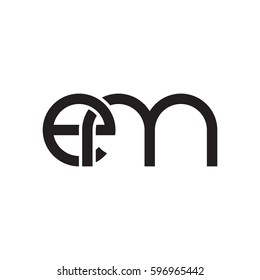 Initial letters em, round linked chain shape lowercase logo modern design monogram black