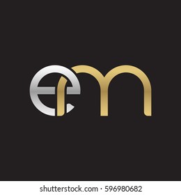 Initial letters em, round linked chain shape lowercase logo modern design silver gold