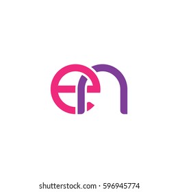 Initial letters en, round linked chain shape lowercase logo modern design pink purple