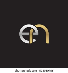 Initial letters en, round linked chain shape lowercase logo modern design silver gold