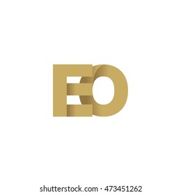 Initial letters EO overlapping fold logo brown gold