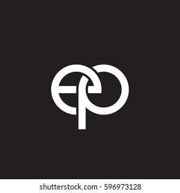 Initial letters ep, round linked chain shape lowercase logo modern design white black background