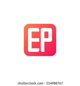 Initial letters EP rounded square shape red orange simple logo