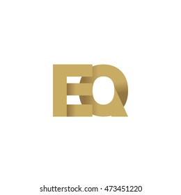Initial letters EQ overlapping fold logo brown gold