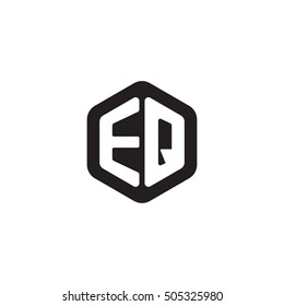 Initial letters EQ rounded hexagon shape monogram black simple modern logo