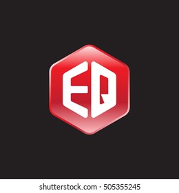 Initial letters EQ rounded hexagon shape red modern logo