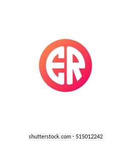 Initial letters ER circle shape red orange simple logo
