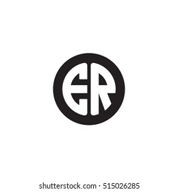 Initial letters ER circle shape monogram black simple logo