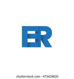 Initial letters ER overlapping fold logo blue