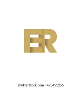 Initial letters ER overlapping fold logo brown gold