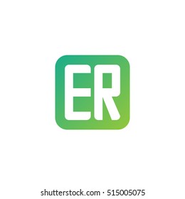 Initial letters ER rounded square shape green simple logo