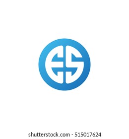 Initial letters ES circle shape blue simple logo