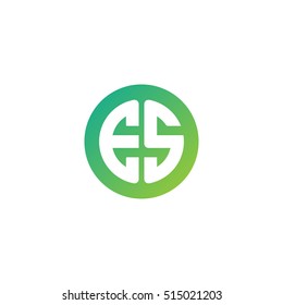 Initial letters ES circle shape green simple logo